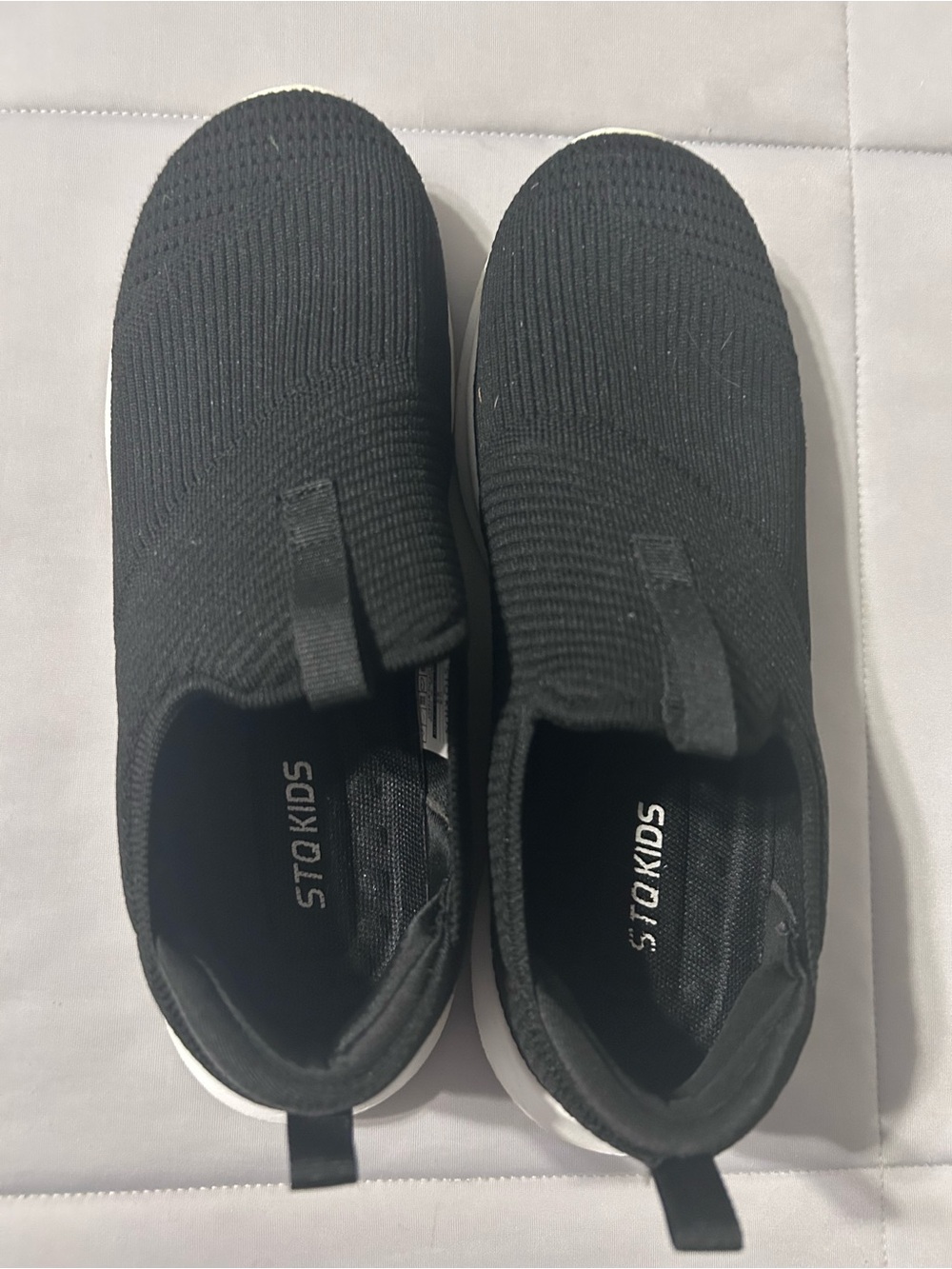 Kids Black Slip-On Knit Sneakers